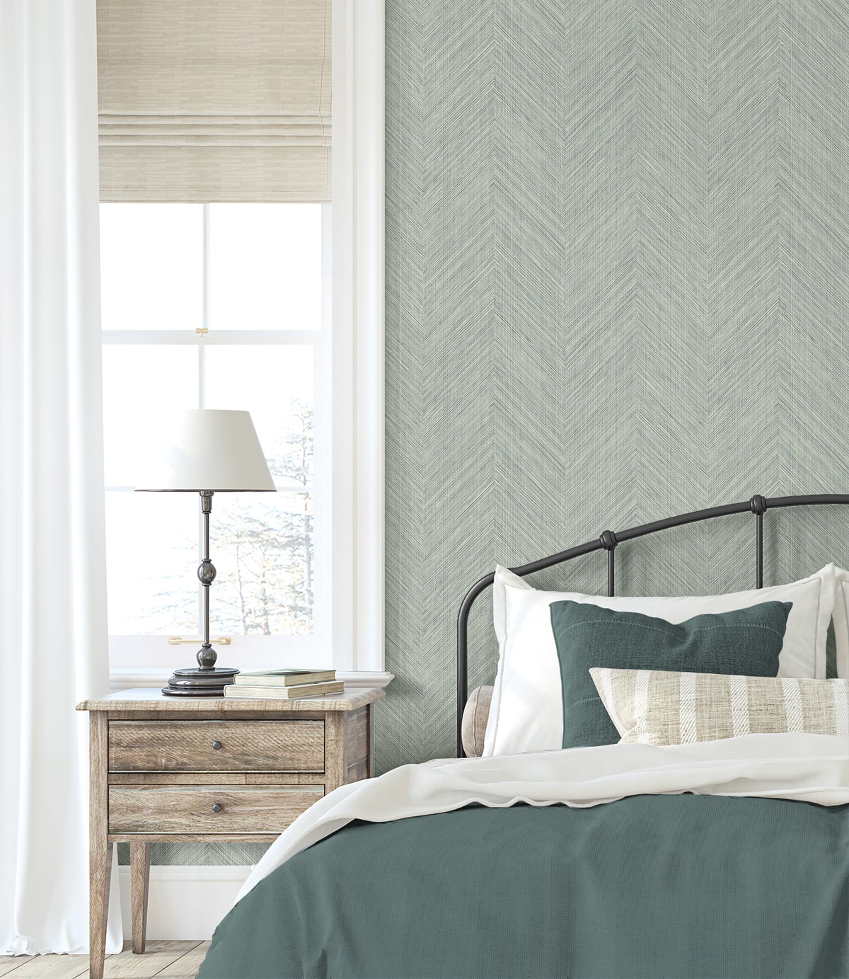 Chevron Stripe Peel and Stick Removable Wallpaper
