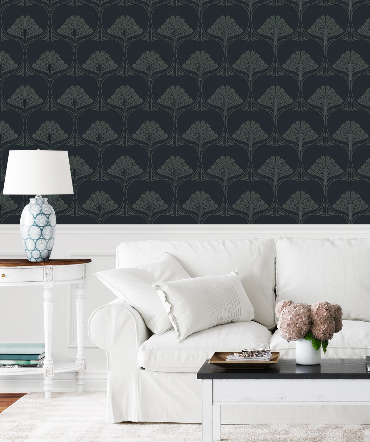Deco Floral Premium Screen Printed Peel and Stick Removable Wallpaper