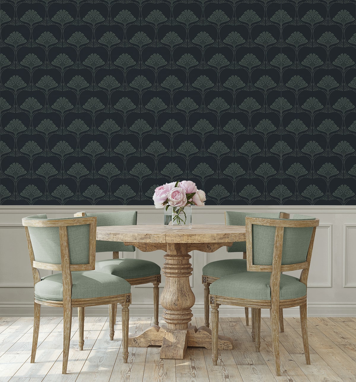Deco Floral Premium Screen Printed Peel and Stick Removable Wallpaper