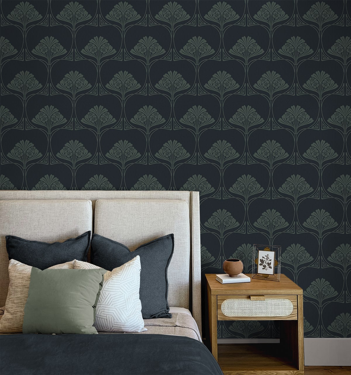 Deco Floral Premium Screen Printed Peel and Stick Removable Wallpaper