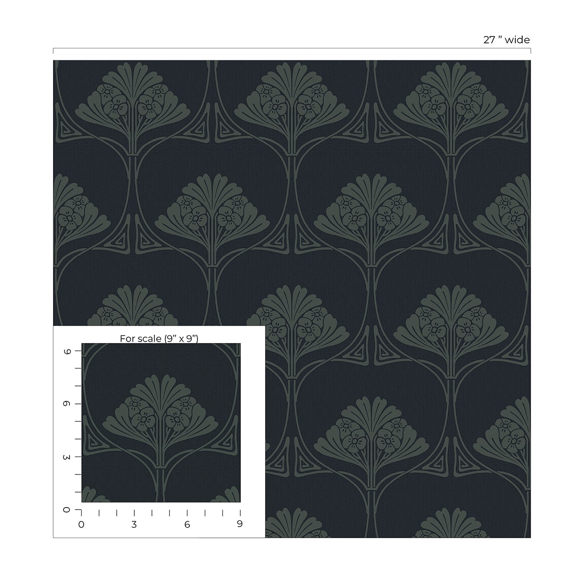 Deco Floral Premium Screen Printed Peel and Stick Removable Wallpaper
