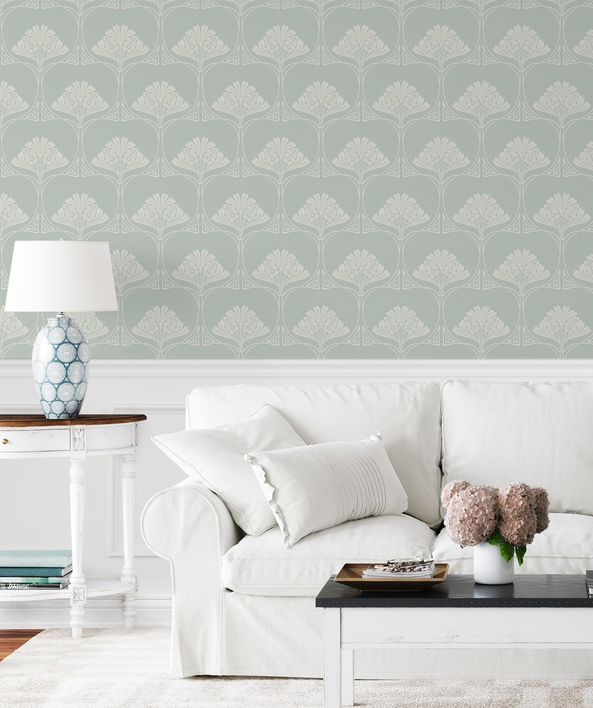 Deco Floral Premium Screen Printed Peel and Stick Removable Wallpaper