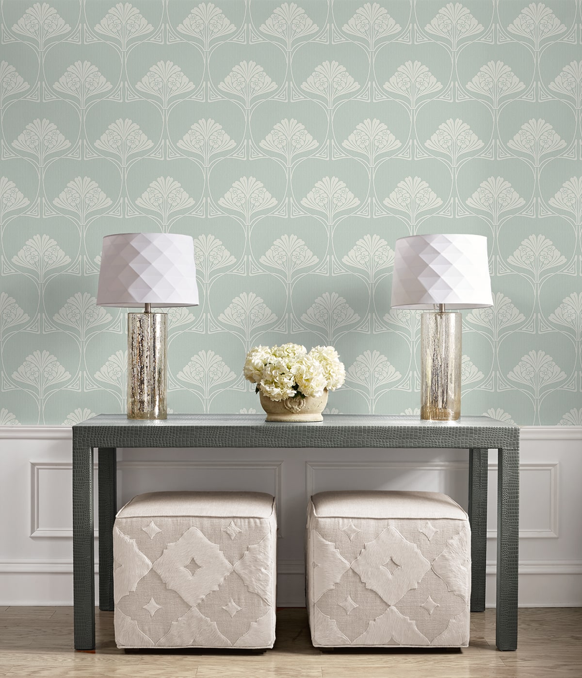 Deco Floral Premium Screen Printed Peel and Stick Removable Wallpaper
