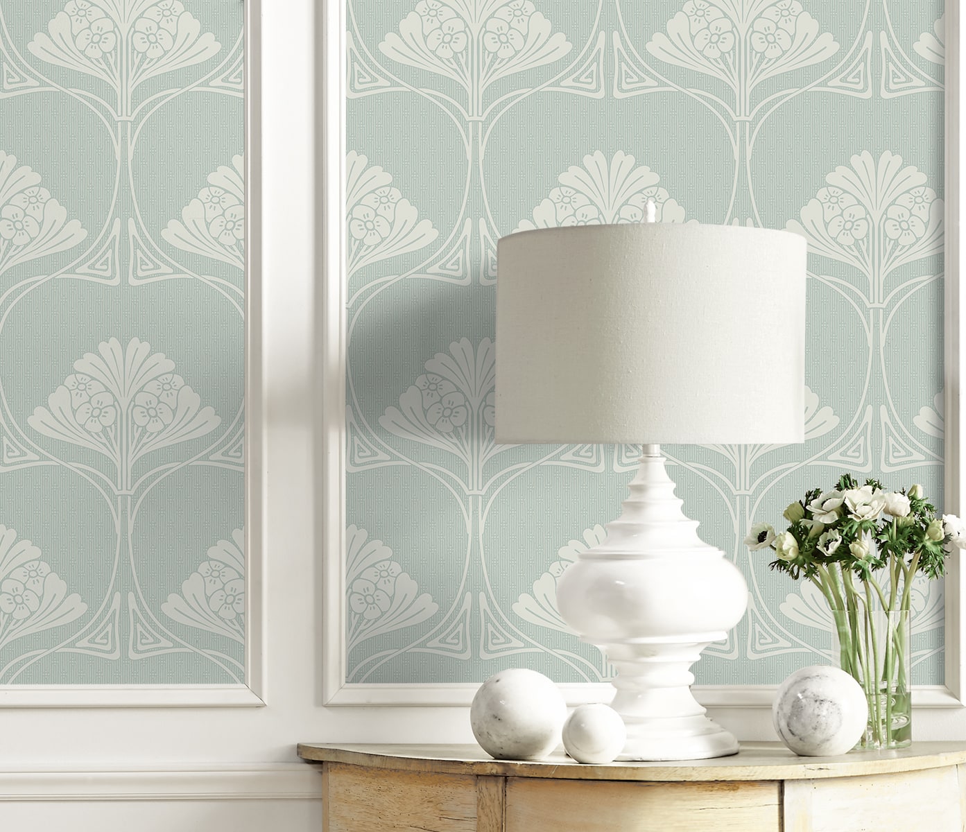 Deco Floral Premium Screen Printed Peel and Stick Removable Wallpaper