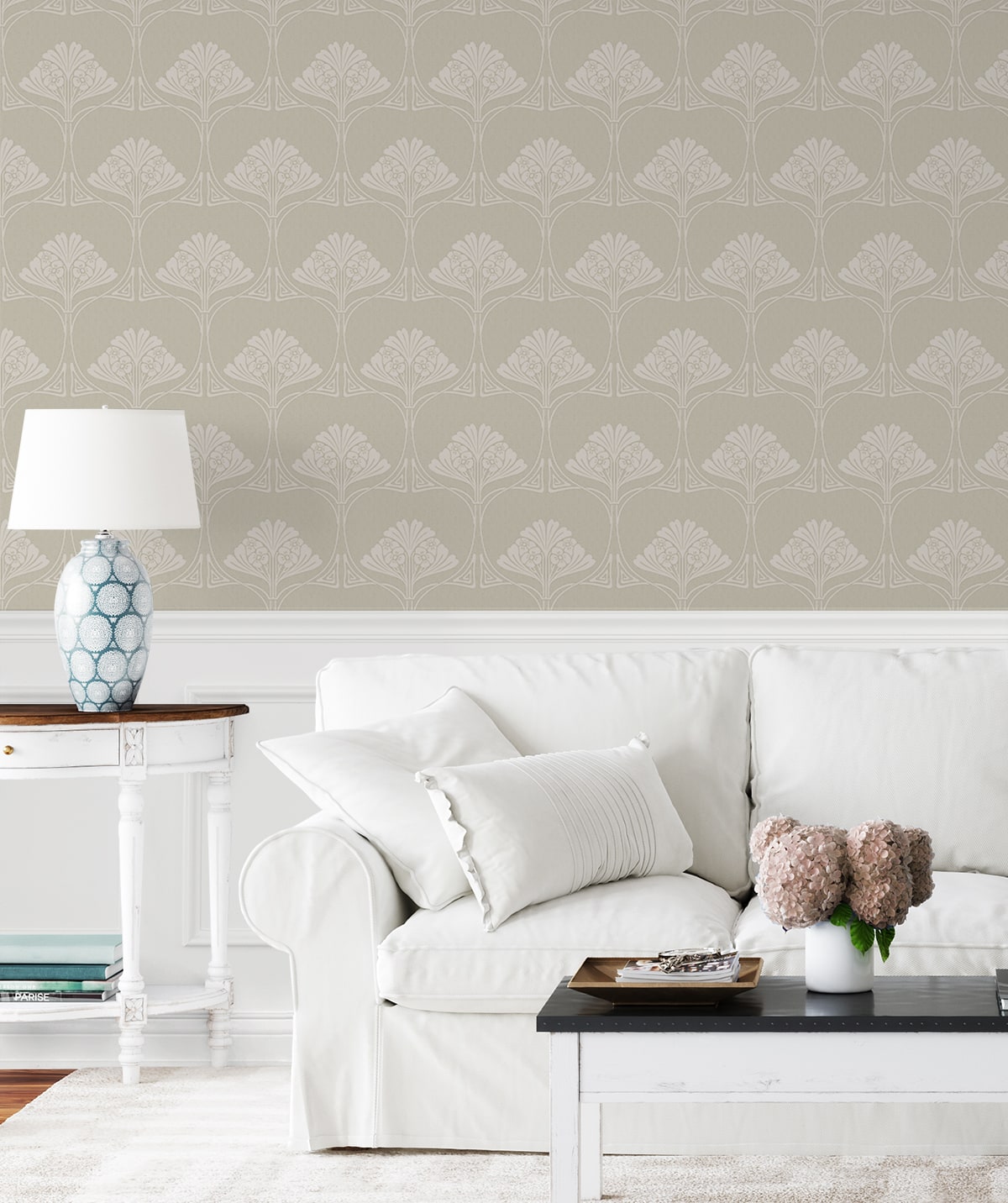 Deco Floral Premium Screen Printed Peel and Stick Removable Wallpaper