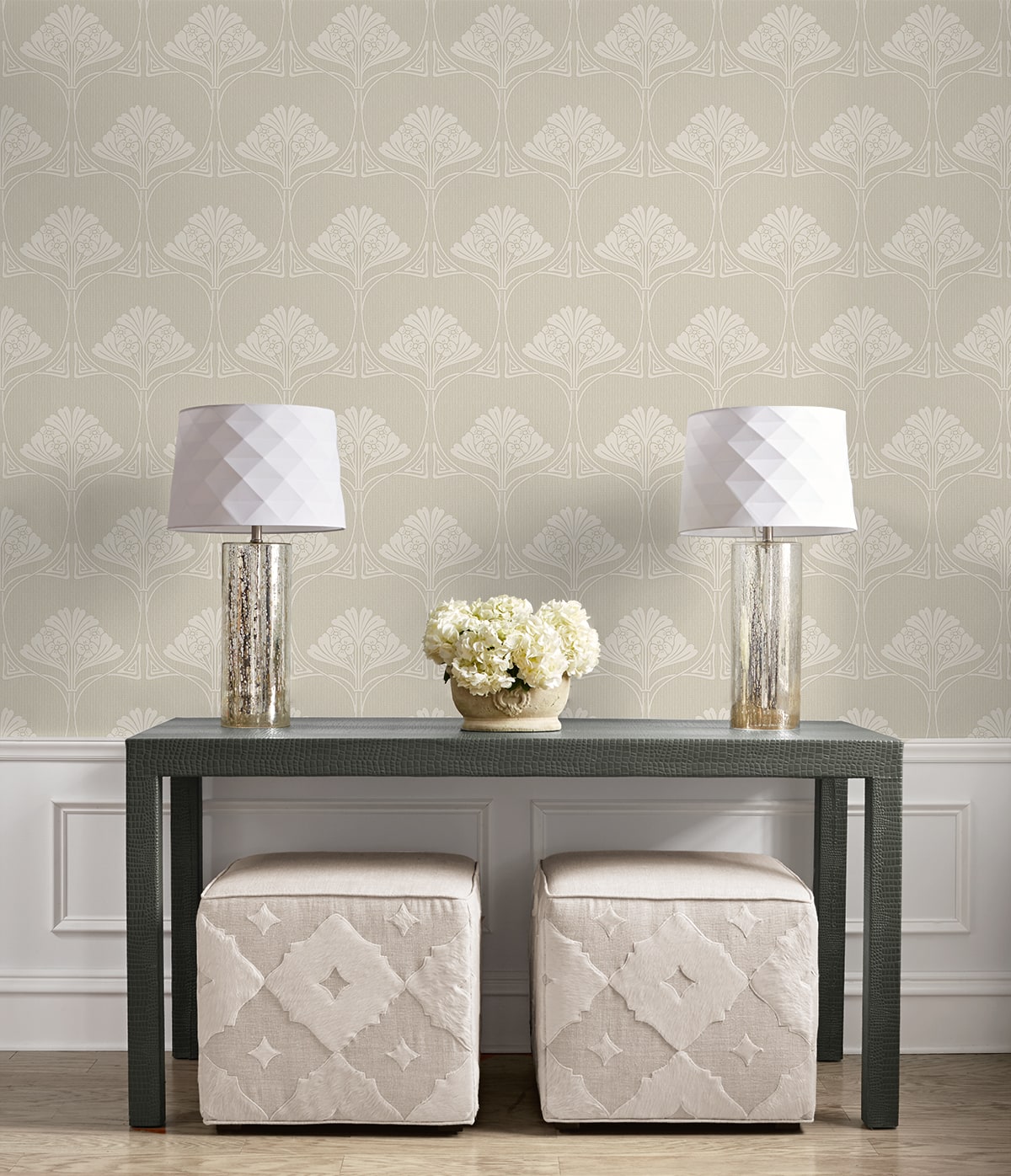 Deco Floral Premium Screen Printed Peel and Stick Removable Wallpaper