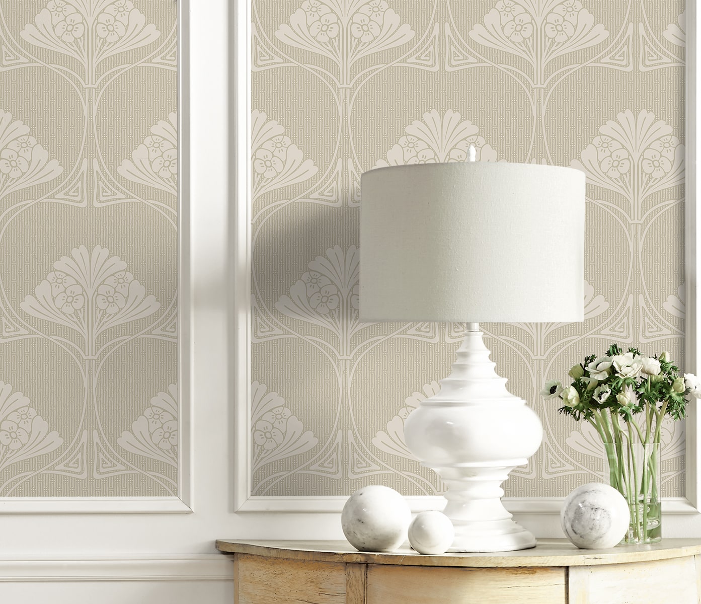 Deco Floral Premium Screen Printed Peel and Stick Removable Wallpaper