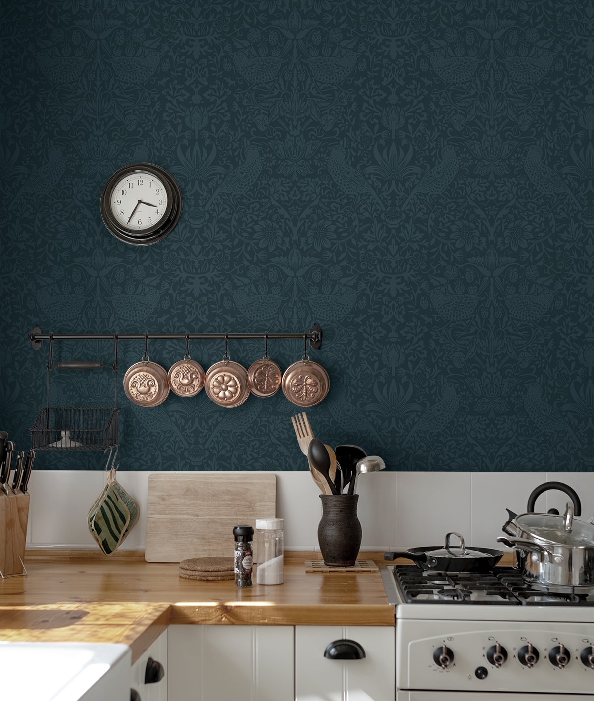 Tonal Bird Garden Vintage Premium Peel and Stick Removable Wallpaper
