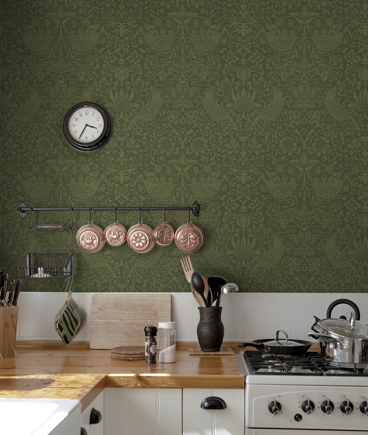 Tonal Bird Garden Vintage Premium Peel and Stick Removable Wallpaper