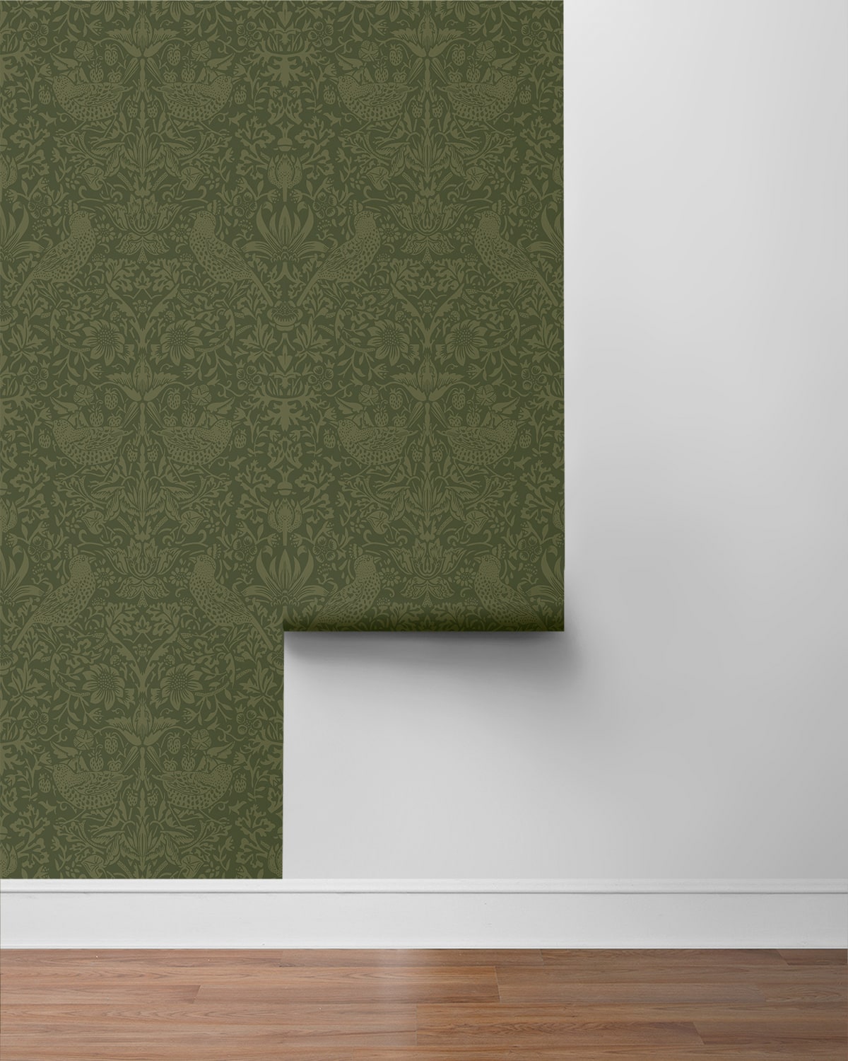 Tonal Bird Garden Vintage Premium Peel and Stick Removable Wallpaper