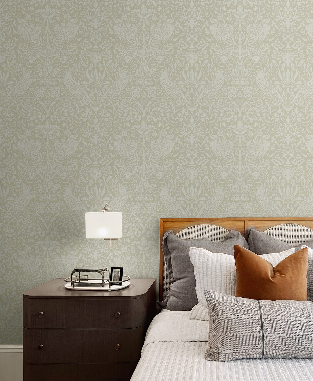 Tonal Bird Garden Vintage Premium Peel and Stick Removable Wallpaper