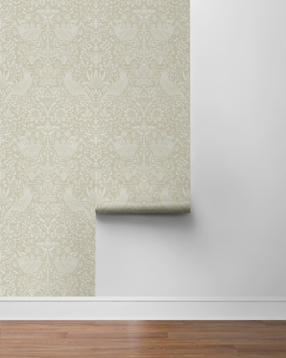 Tonal Bird Garden Vintage Premium Peel and Stick Removable Wallpaper