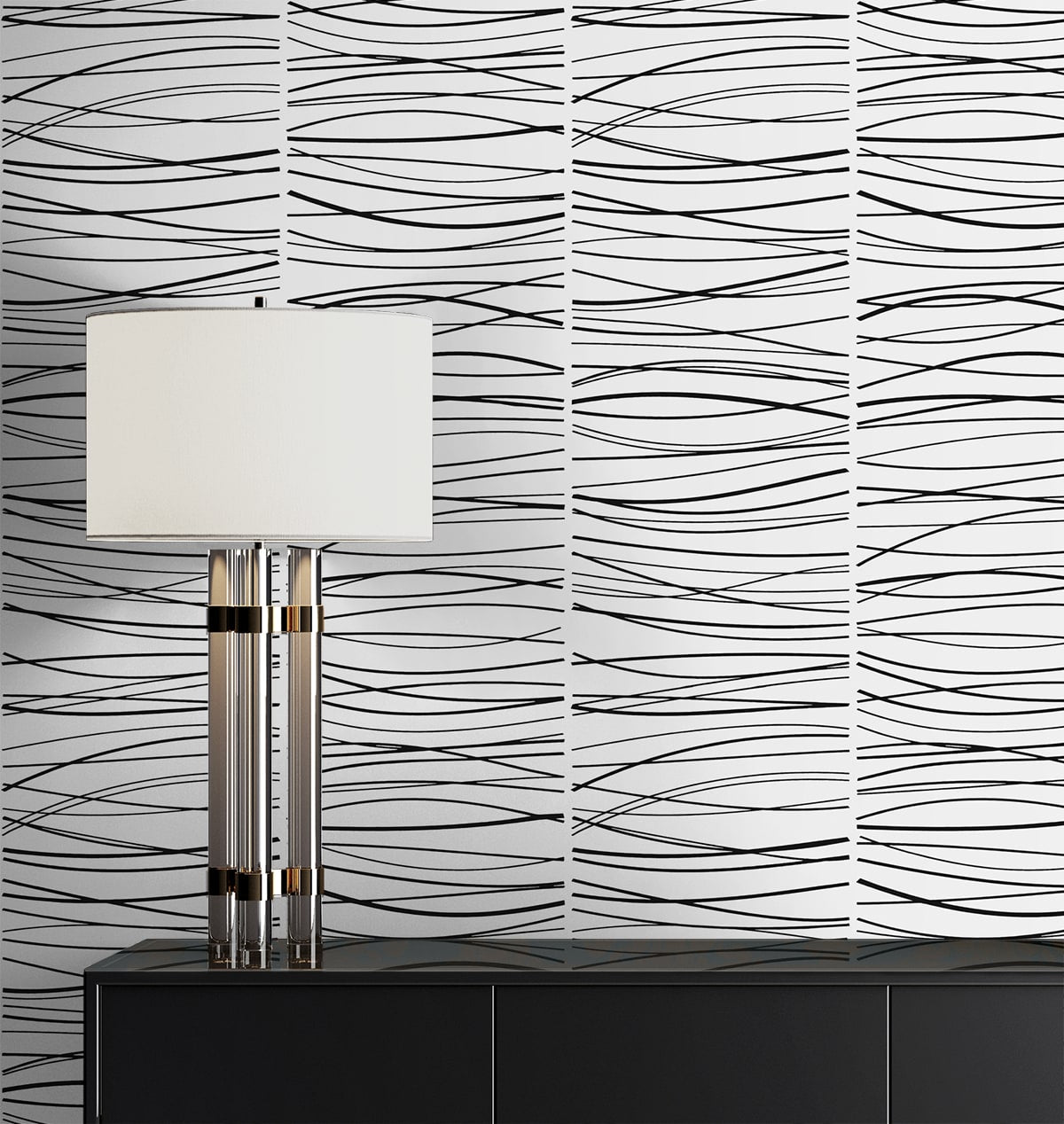 Wave Lines Abstract Premium Peel and Stick Removable Wallpaper