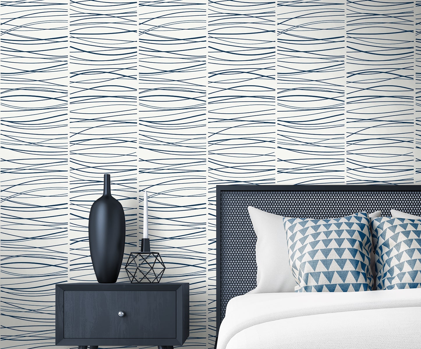 Wave Lines Abstract Premium Peel and Stick Removable Wallpaper