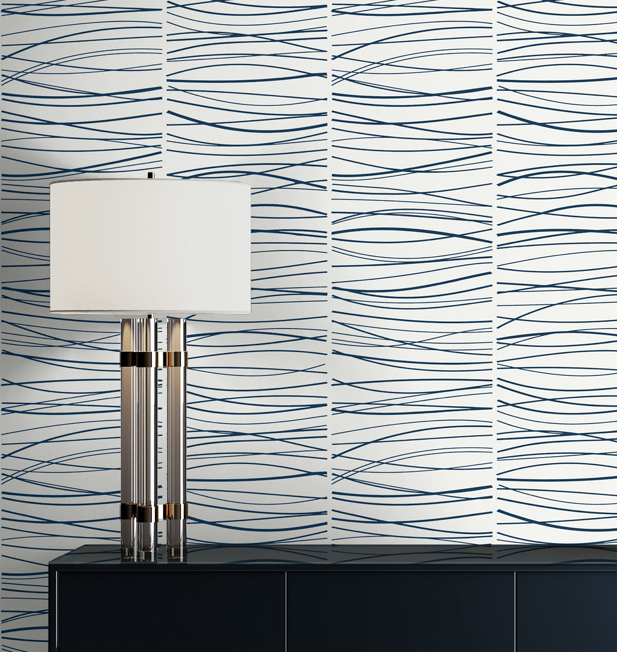Wave Lines Abstract Premium Peel and Stick Removable Wallpaper