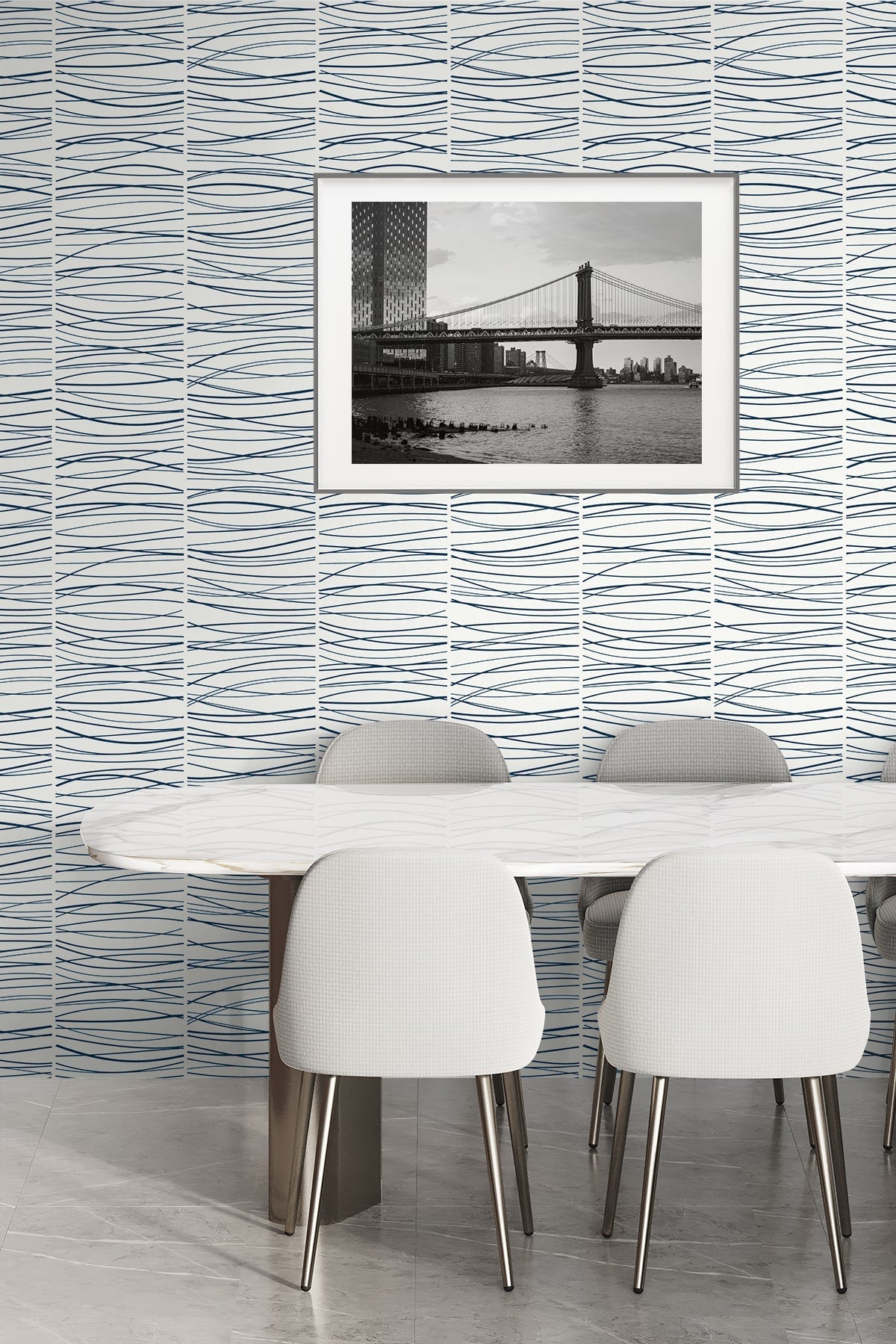 Wave Lines Abstract Premium Peel and Stick Removable Wallpaper