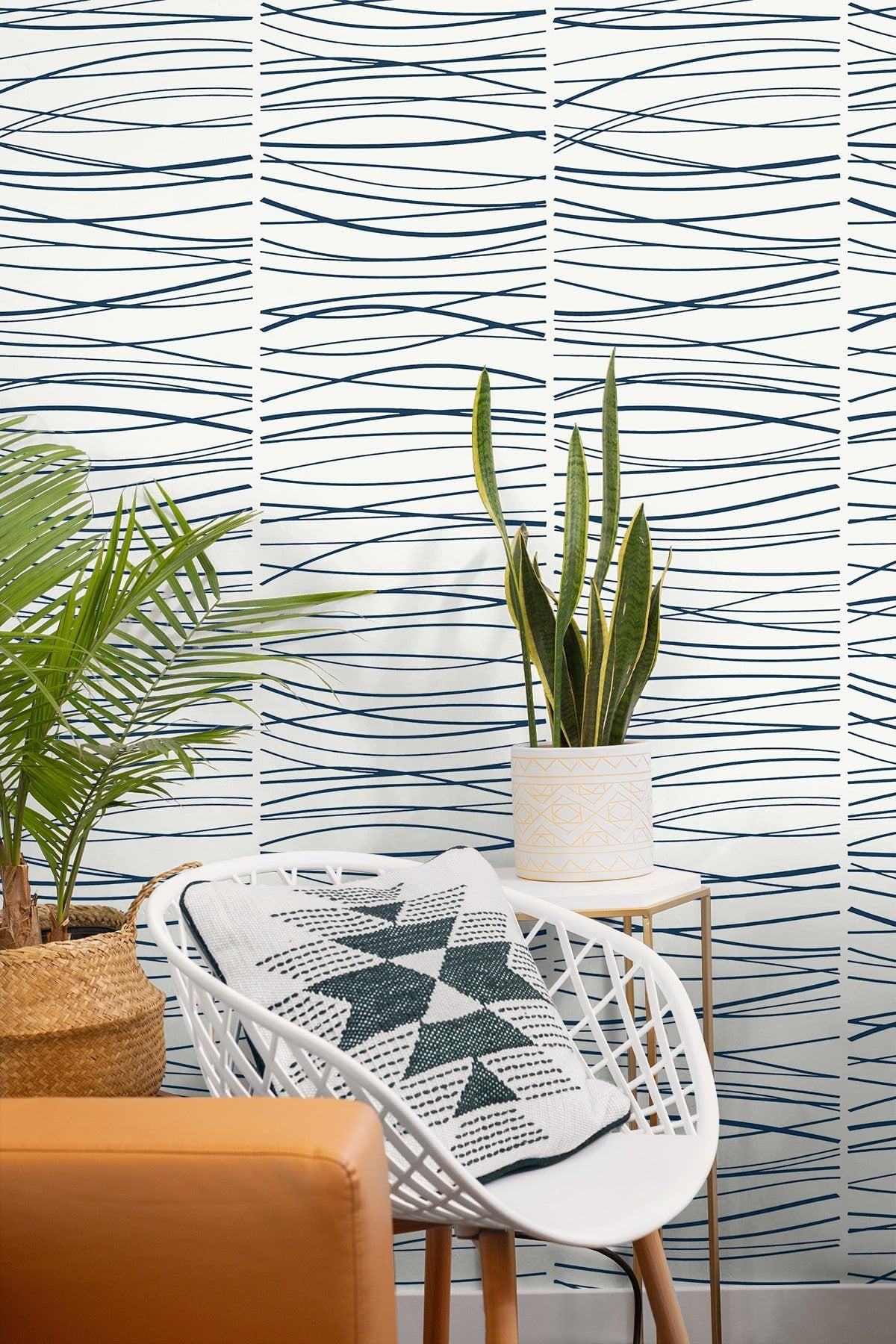 Wave Lines Abstract Premium Peel and Stick Removable Wallpaper
