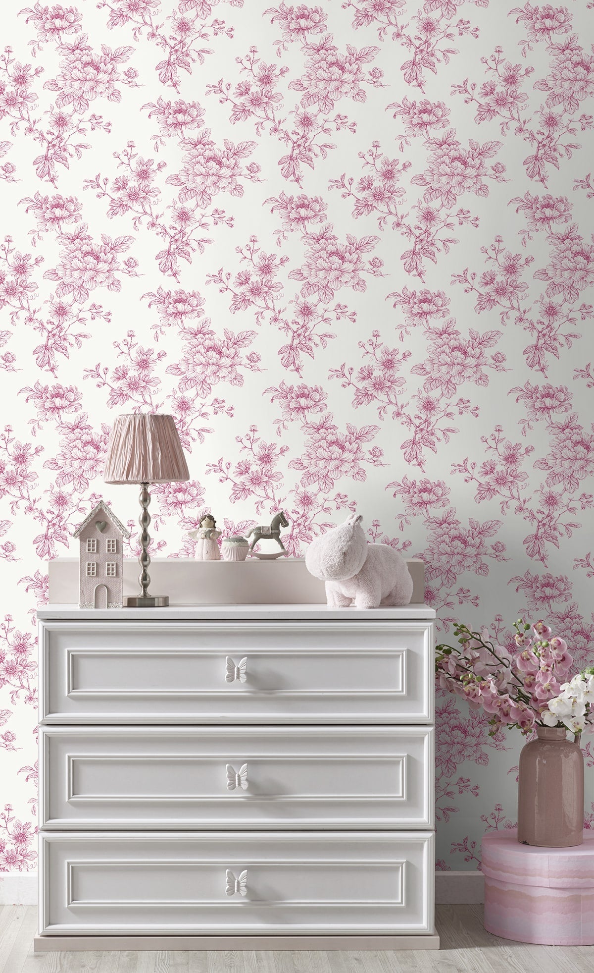 Sketched Floral Peel and Stick Removable Wallpaper