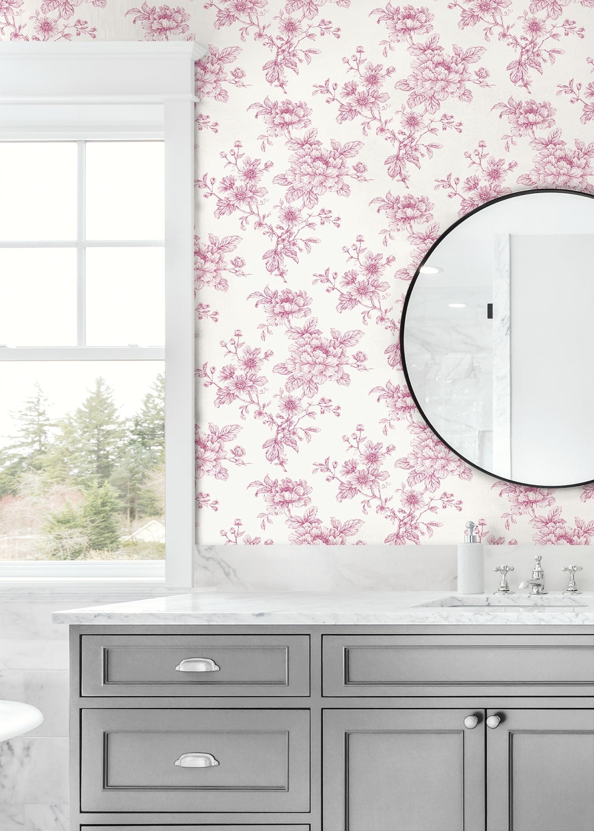 Sketched Floral Peel and Stick Removable Wallpaper
