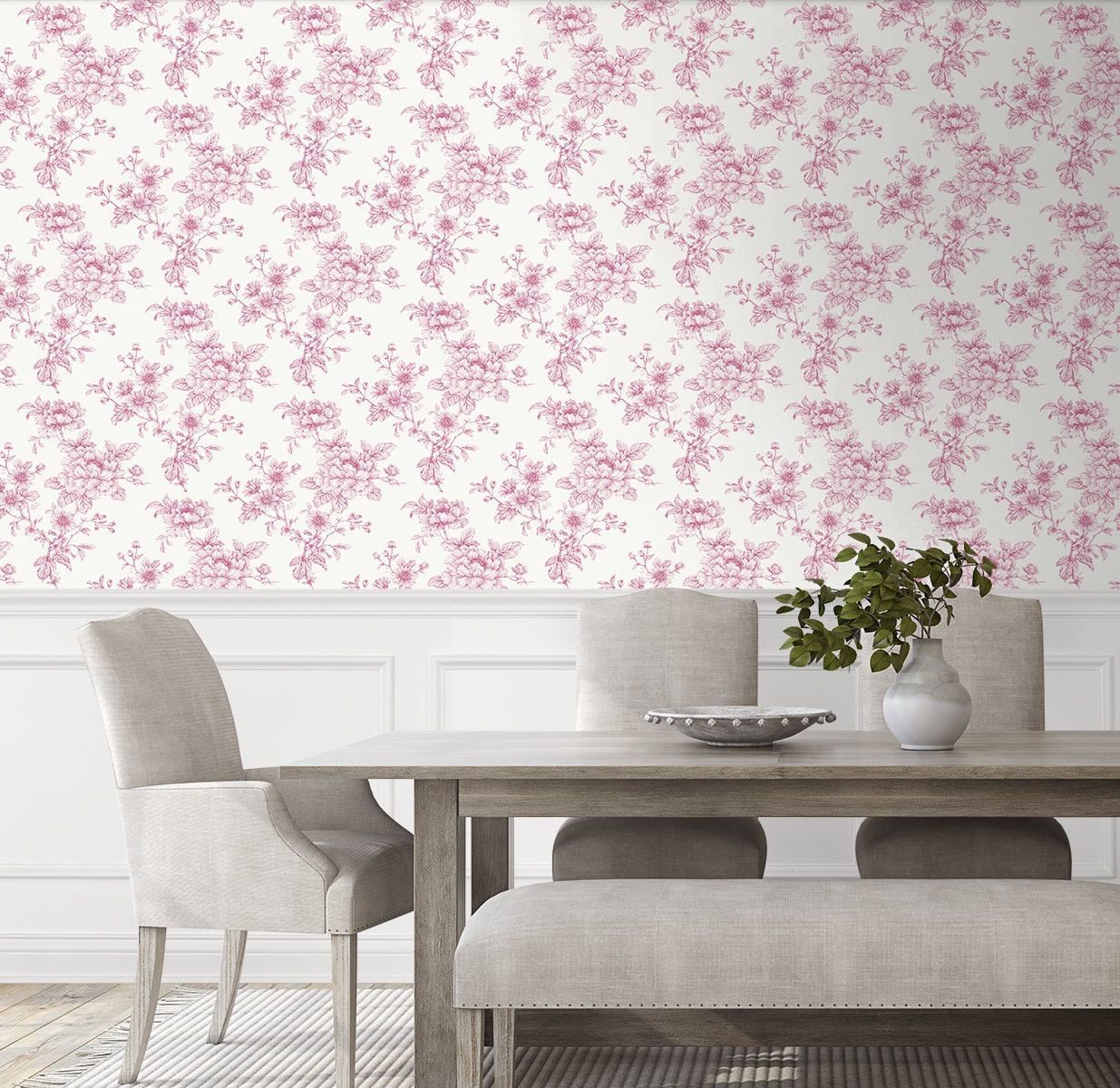 Sketched Floral Peel and Stick Removable Wallpaper