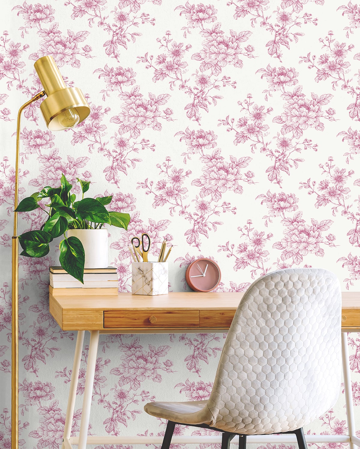 Sketched Floral Peel and Stick Removable Wallpaper
