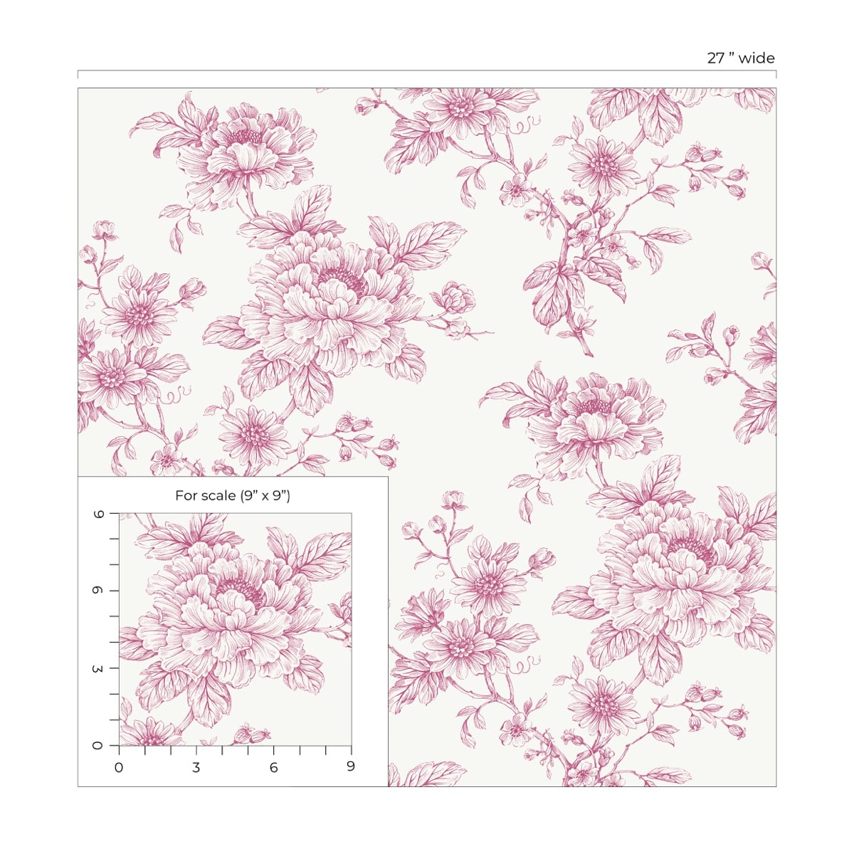 Sketched Floral Peel and Stick Removable Wallpaper