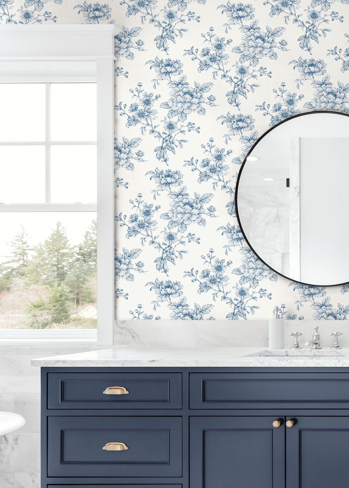 Sketched Floral Peel and Stick Removable Wallpaper
