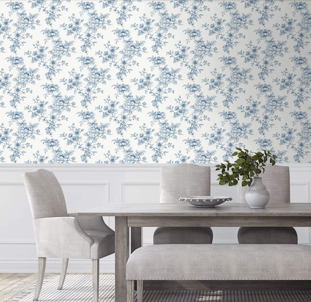Sketched Floral Peel and Stick Removable Wallpaper