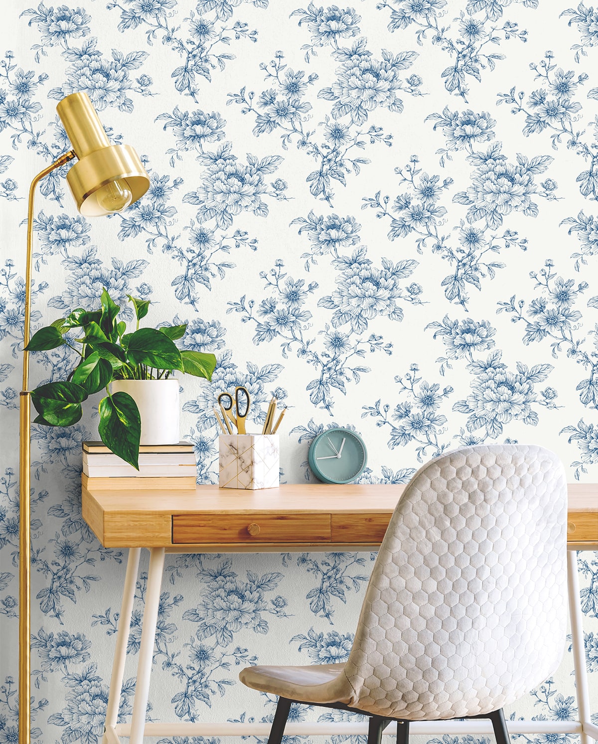 Sketched Floral Peel and Stick Removable Wallpaper