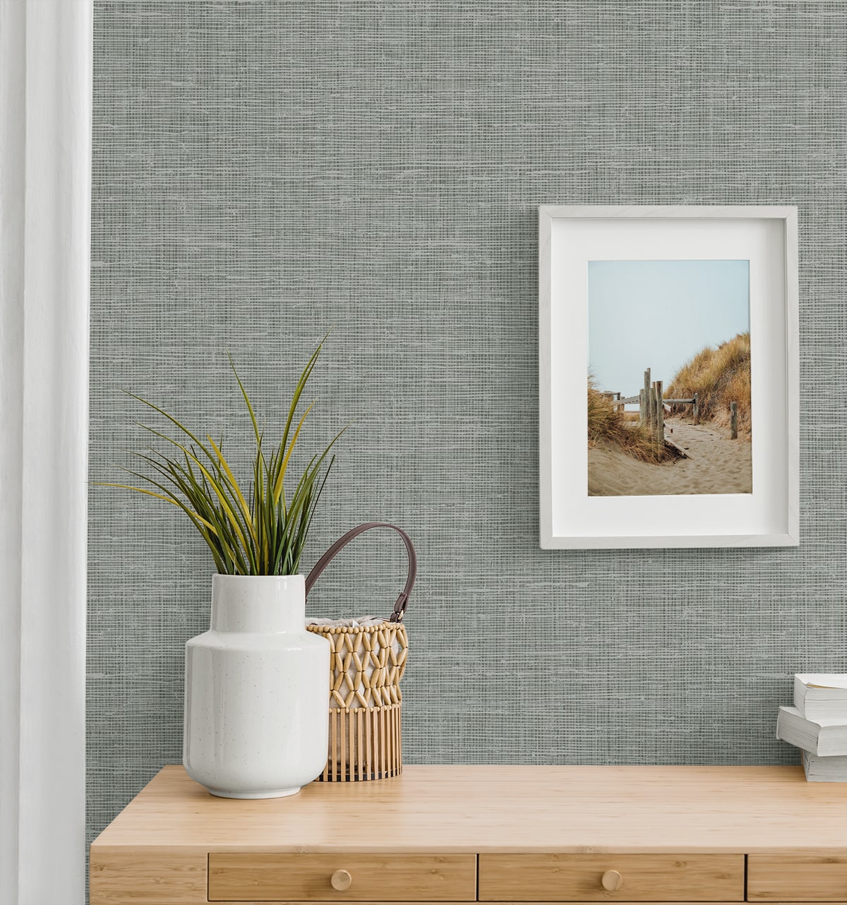 Silas Faux Linen Premium Peel and Stick Removable Wallpaper