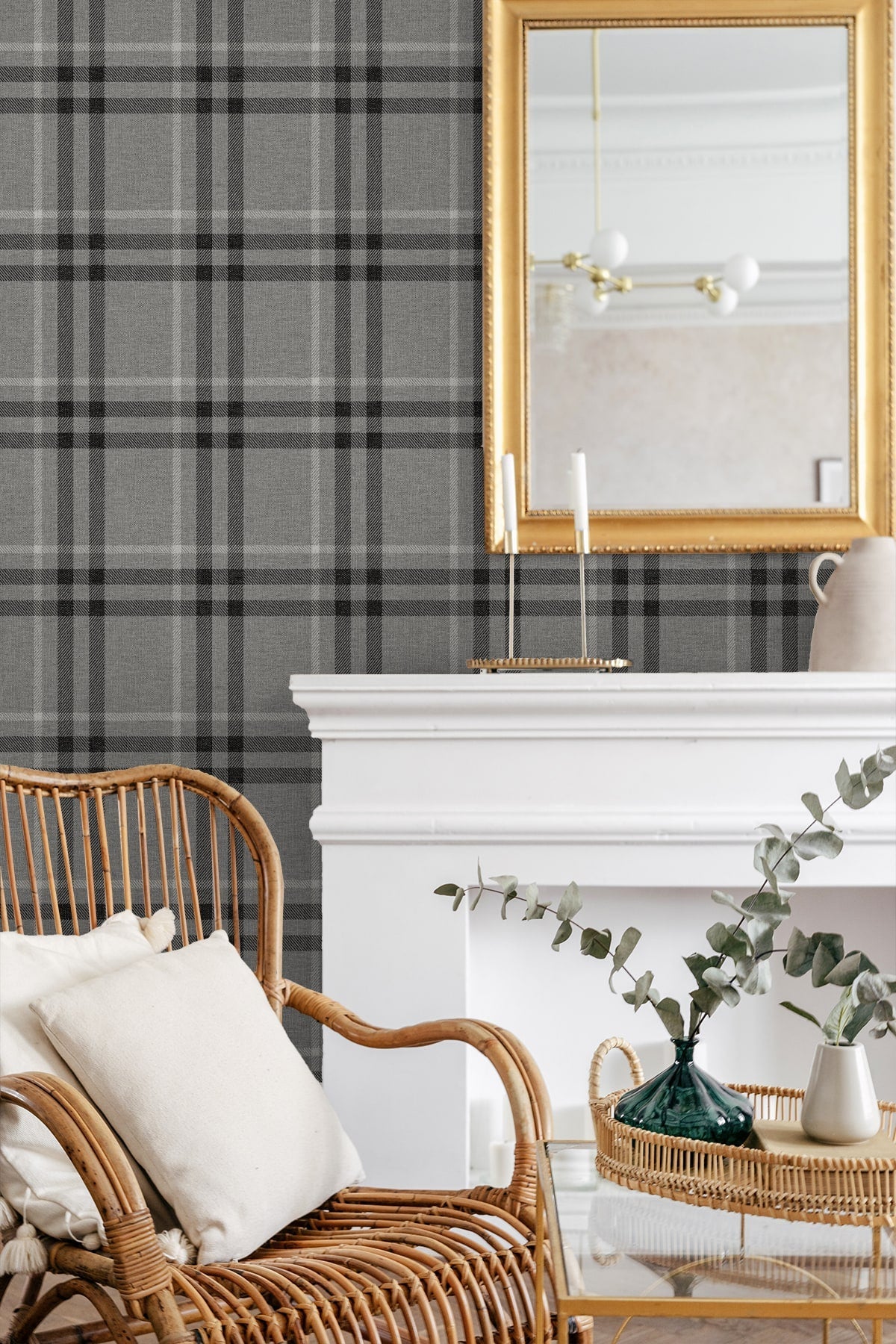 Calverlay Plaid Premium Peel and Stick Removable Wallpaper