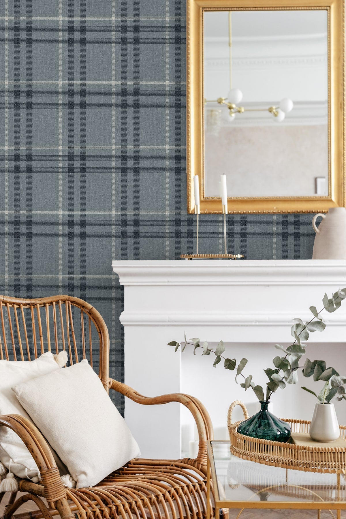 Calverlay Plaid Premium Peel and Stick Removable Wallpaper