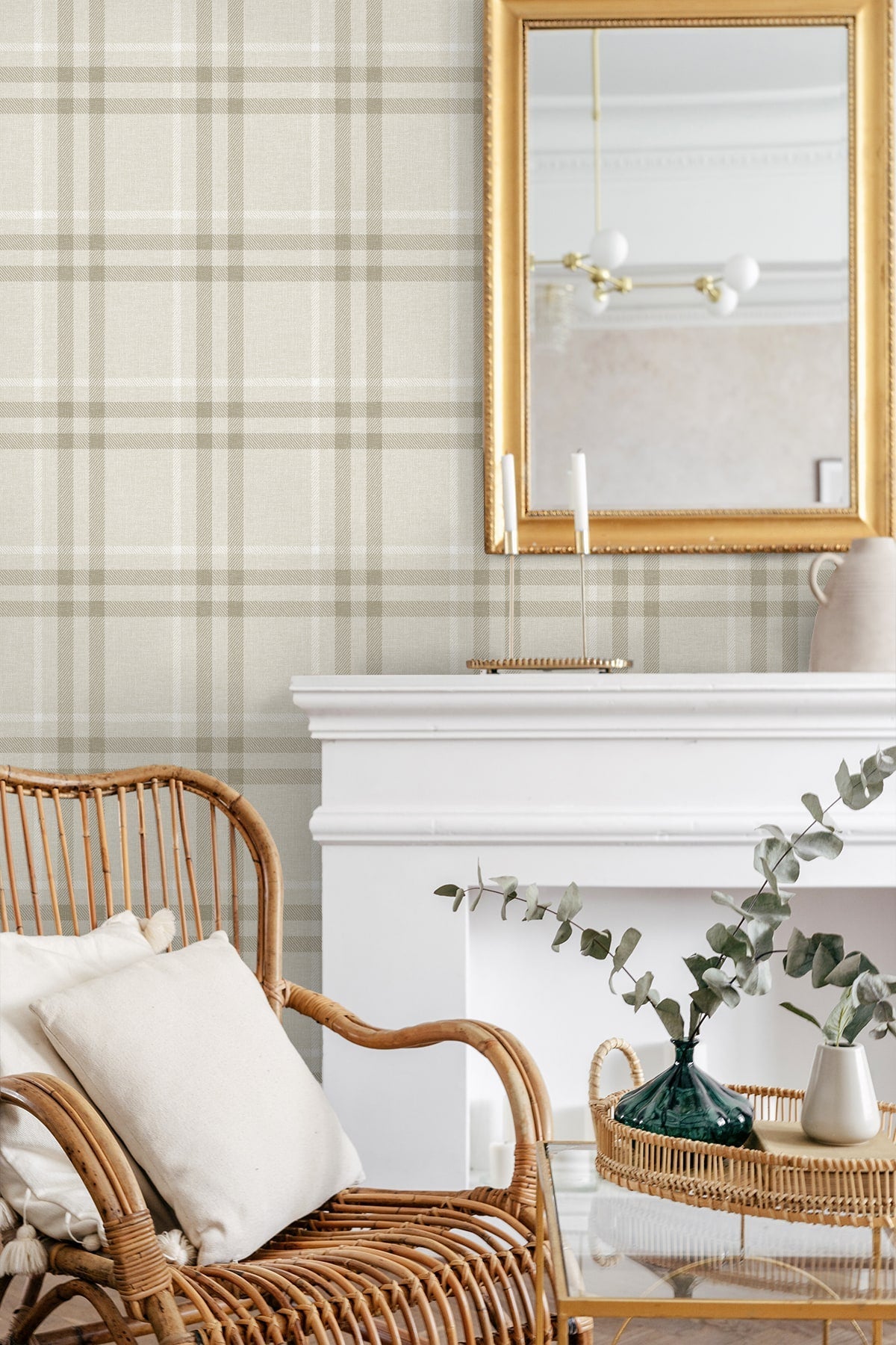 Calverlay Plaid Premium Peel and Stick Removable Wallpaper