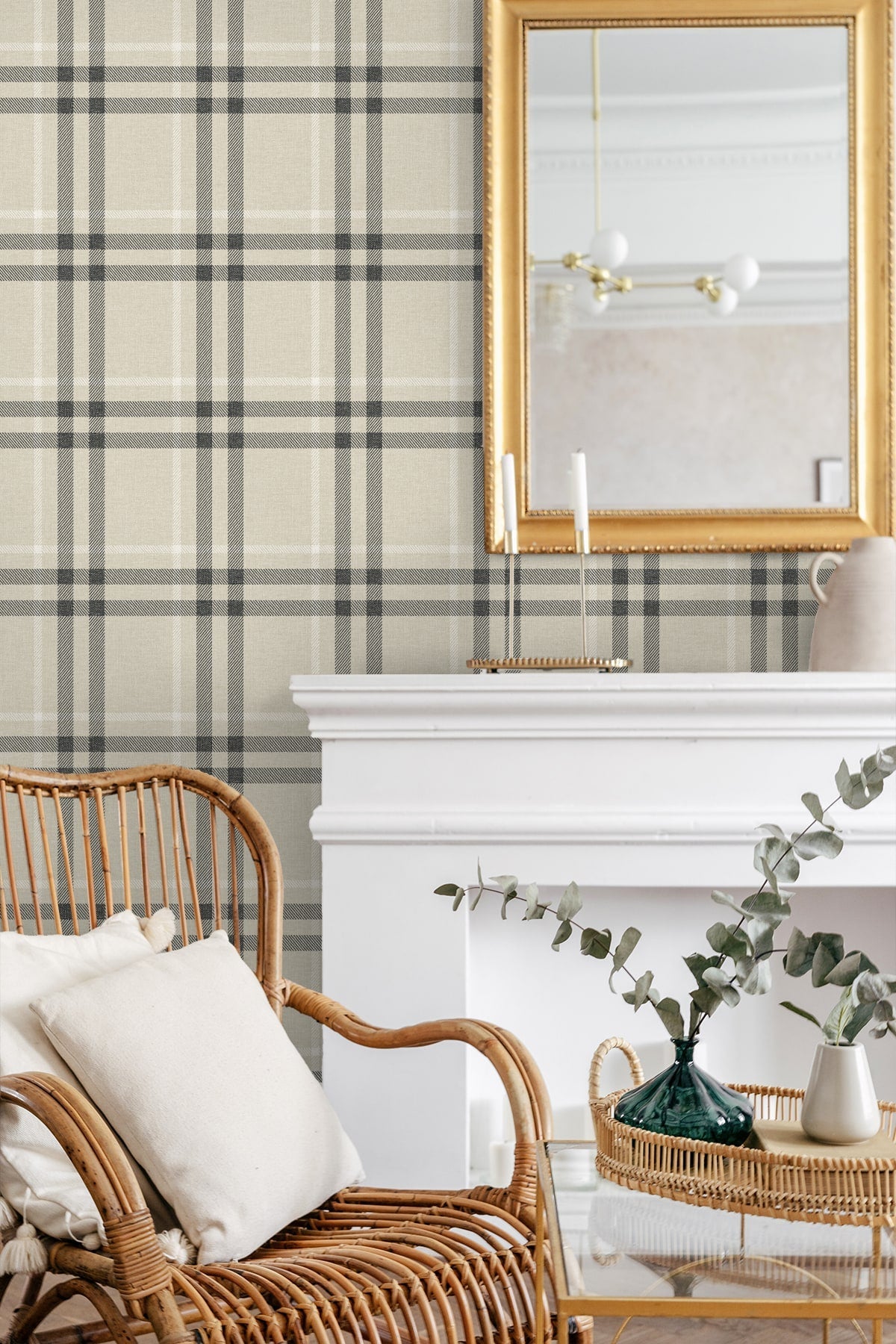 Calverlay Plaid Premium Peel and Stick Removable Wallpaper
