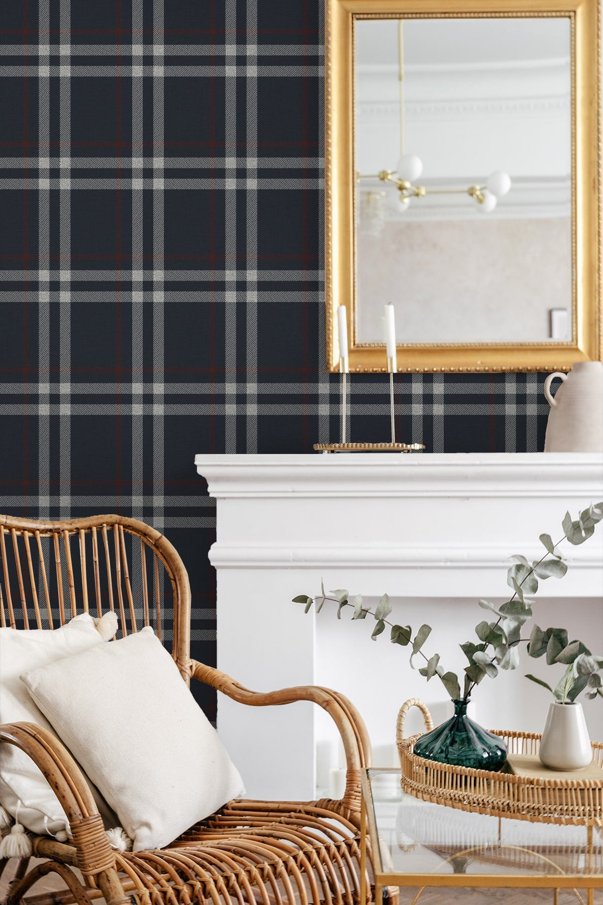 Calverlay Plaid Premium Peel and Stick Removable Wallpaper