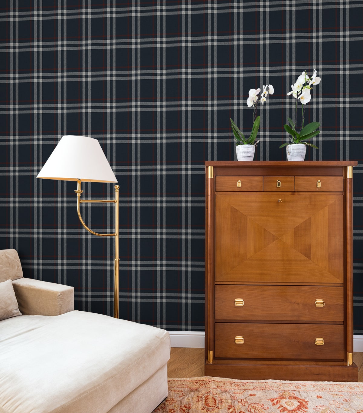 Calverlay Plaid Premium Peel and Stick Removable Wallpaper