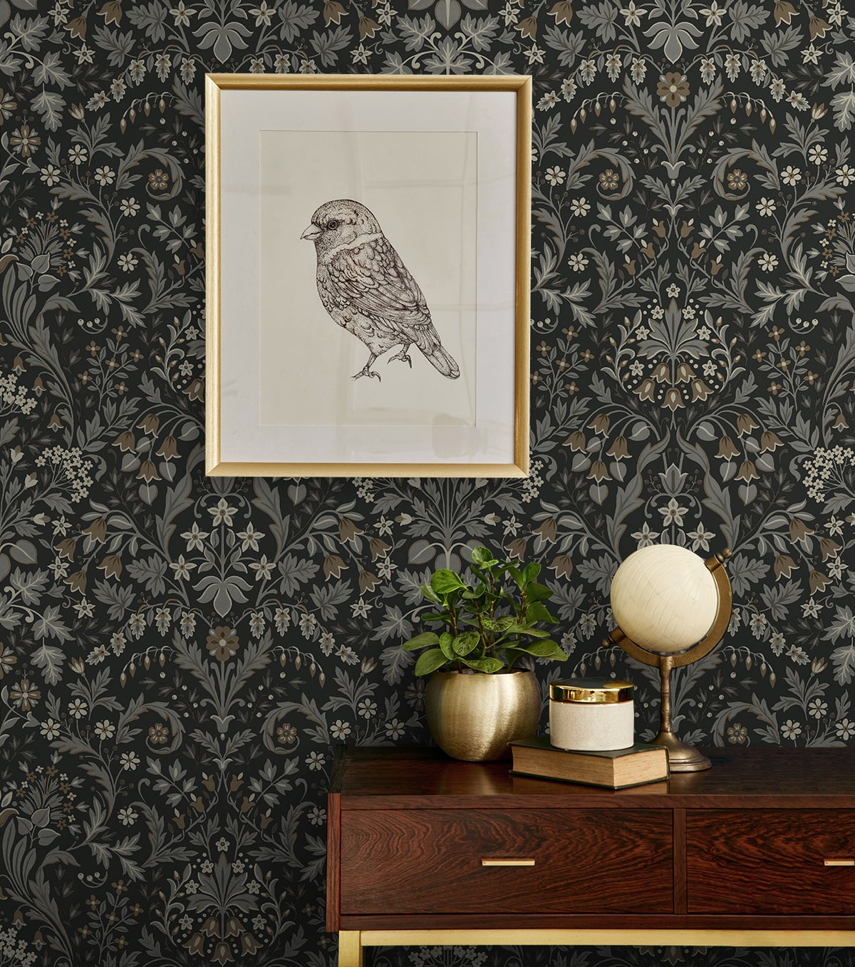 Filigree Floral Peel and Stick Removable Wallpaper