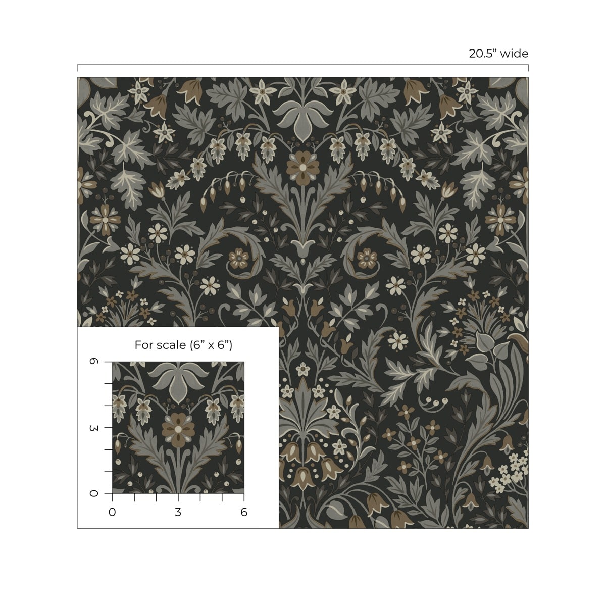 Filigree Floral Peel and Stick Removable Wallpaper