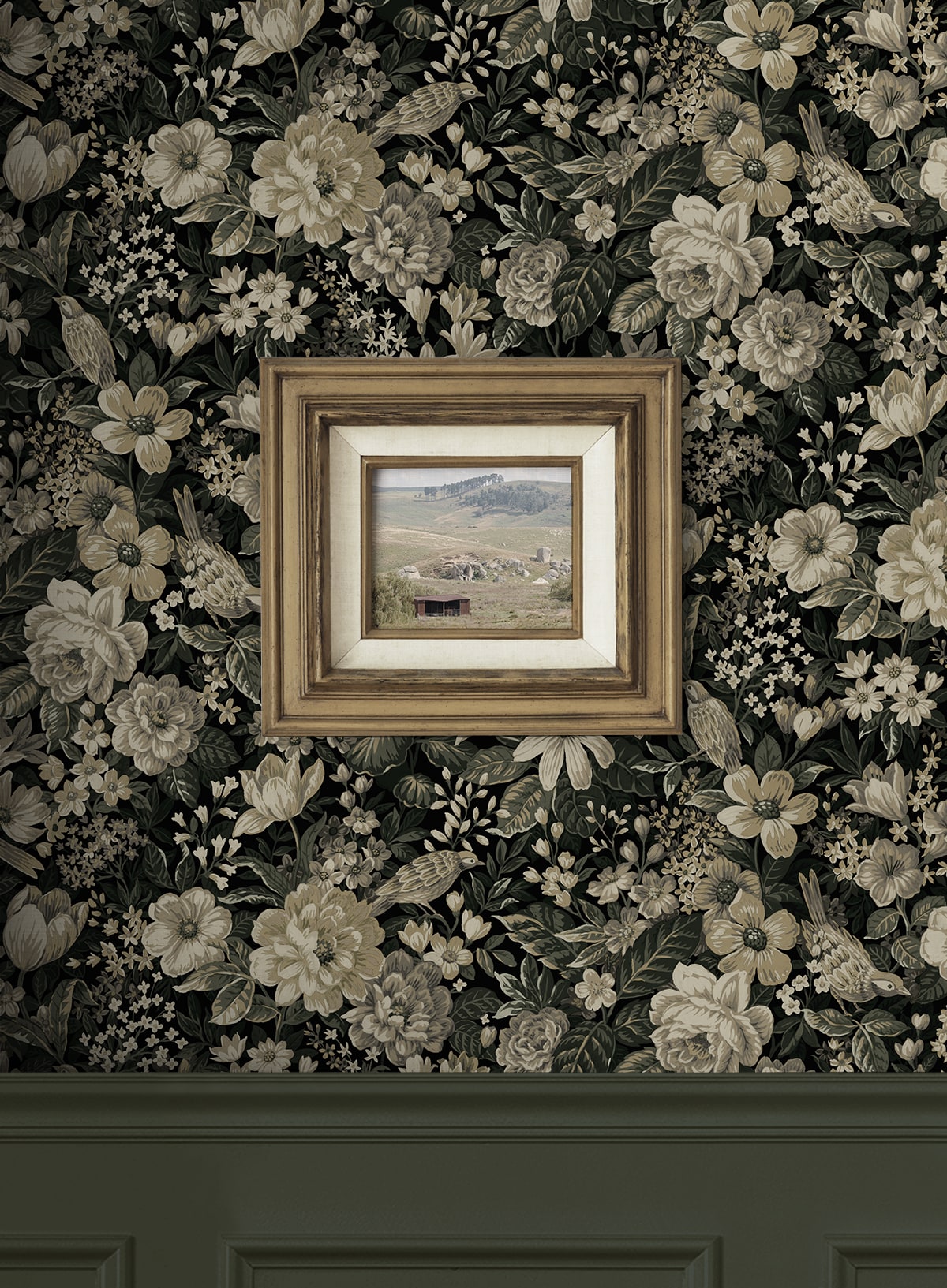 Vintage Bird Garden Peel and Stick Removable Wallpaper