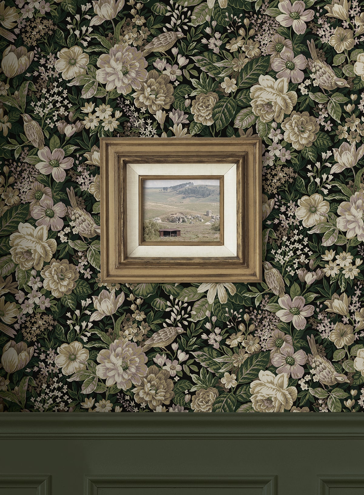 Vintage Bird Garden Peel and Stick Removable Wallpaper