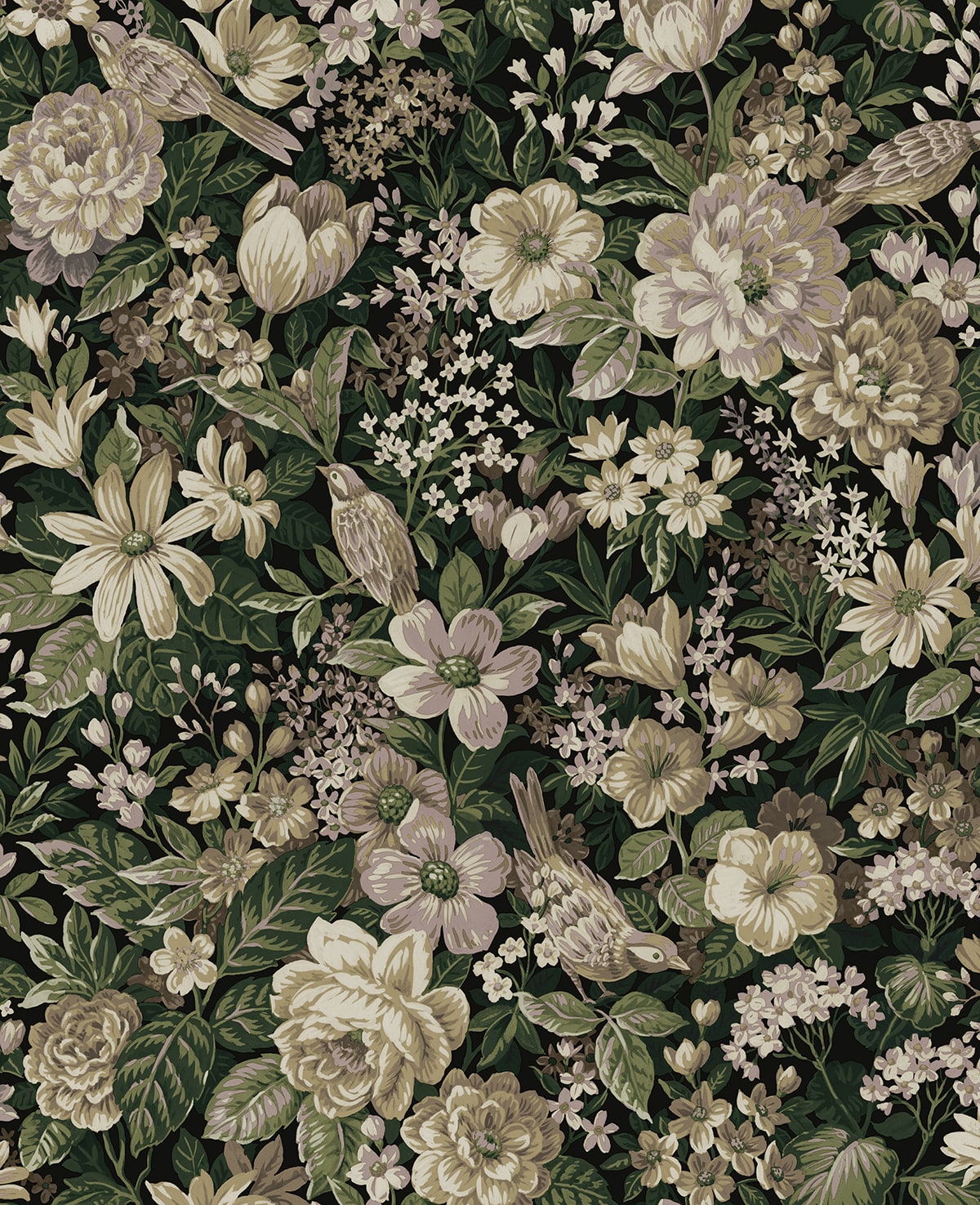 Vintage Bird Garden Peel and Stick Removable Wallpaper