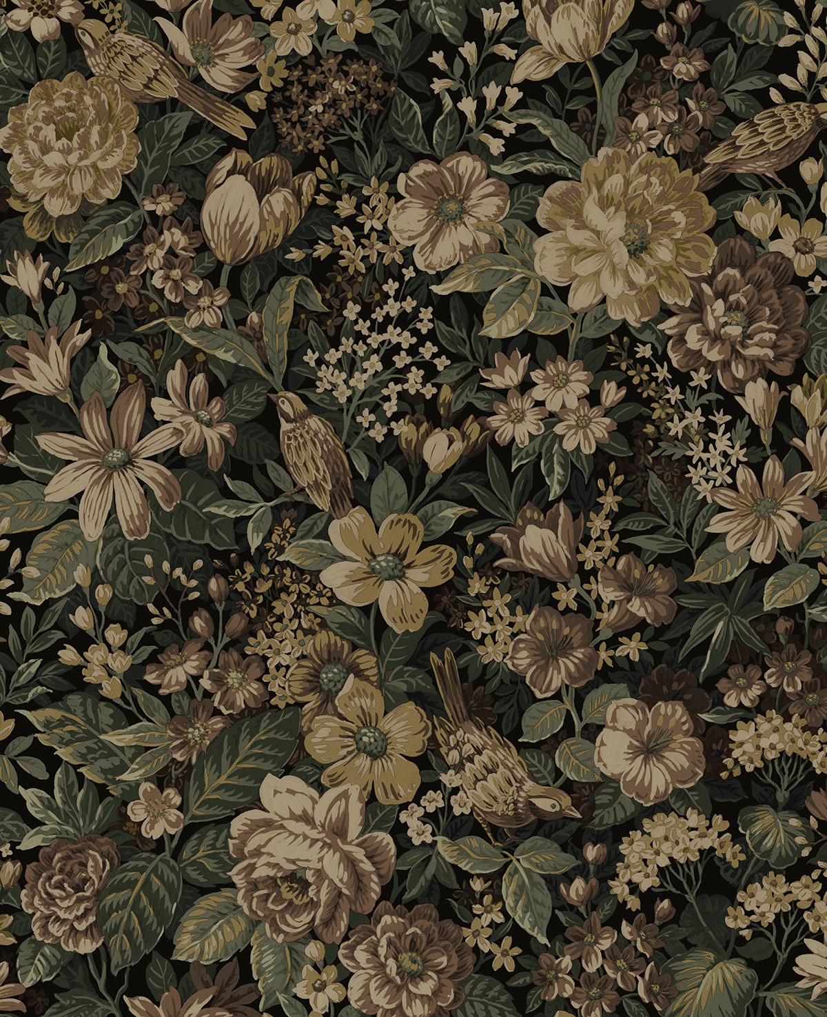 Vintage Bird Garden Peel and Stick Removable Wallpaper