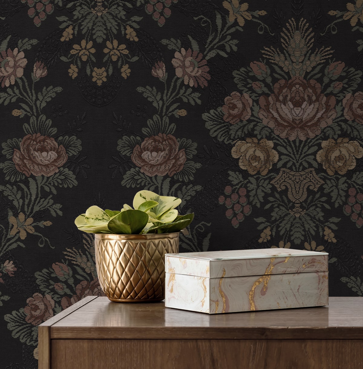 Hasset Tapestry Floral Vintage Peel and Stick Removable Wallpaper