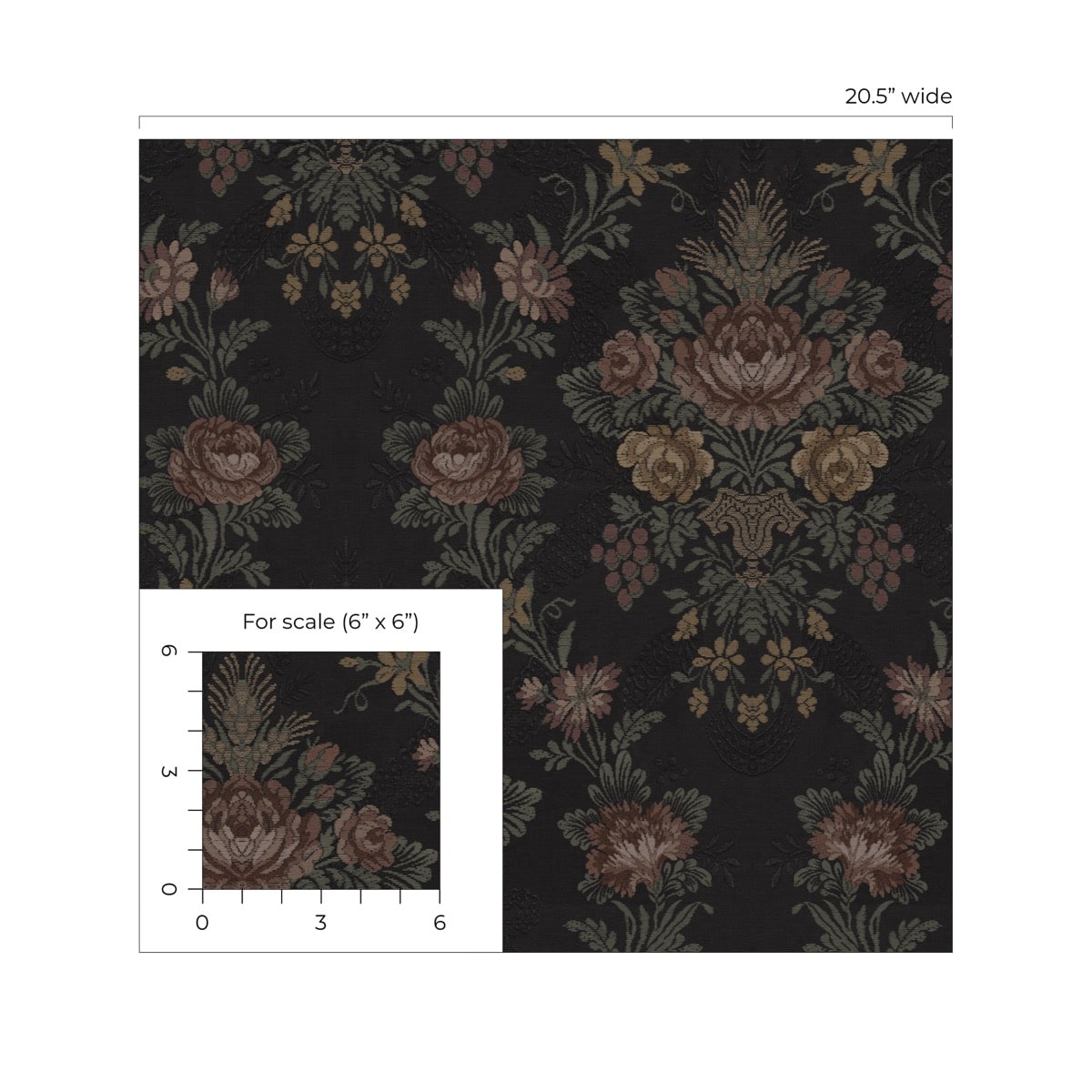 Hasset Tapestry Floral Vintage Peel and Stick Removable Wallpaper