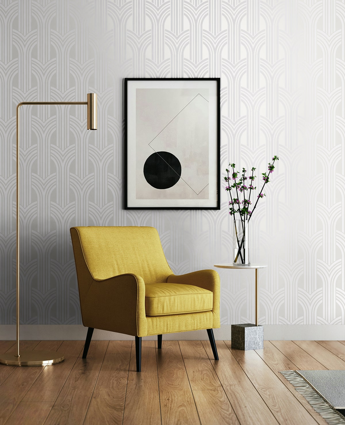Geometric Arches Premium Peel and Stick Removable Wallpaper