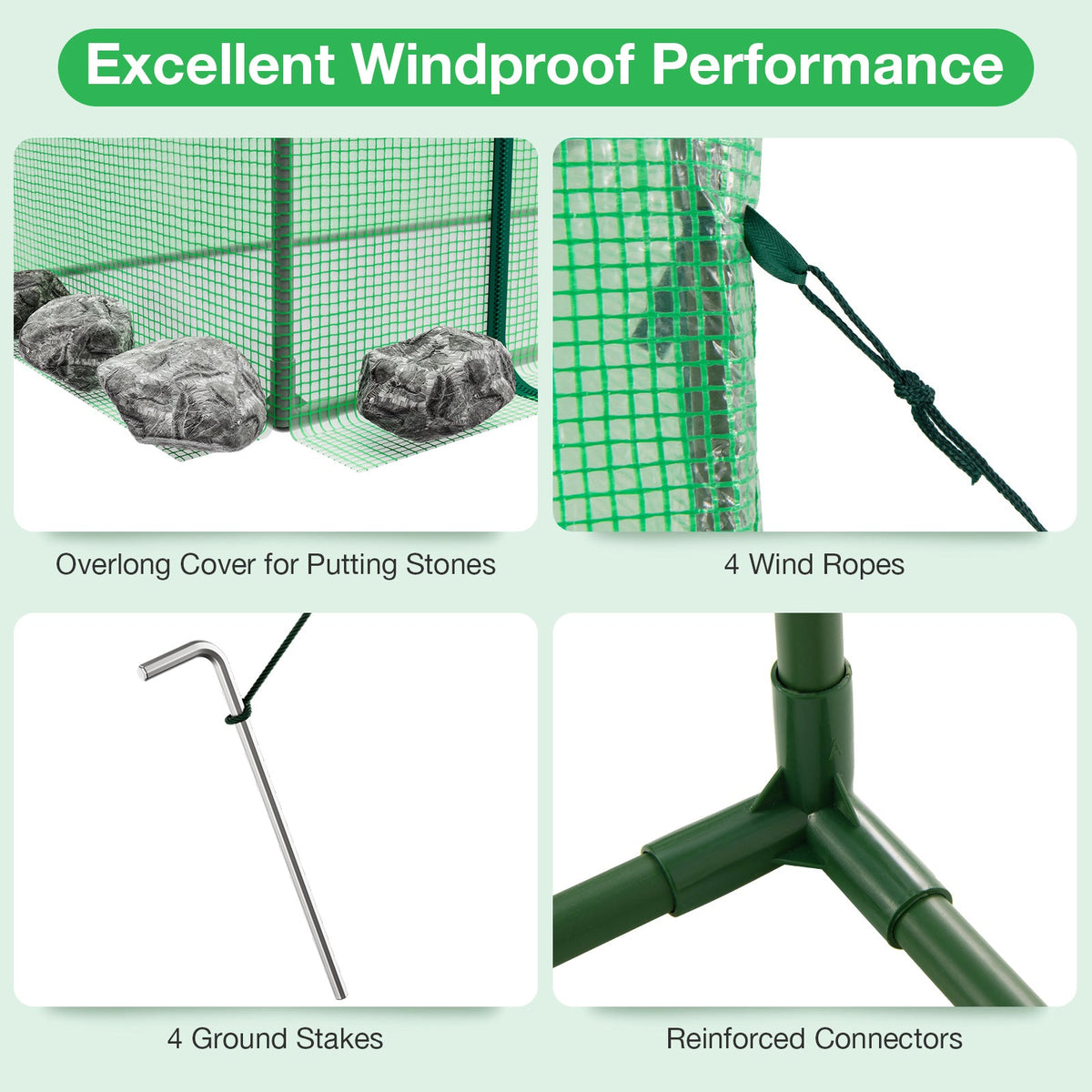 Outdoor Portable Walk-in Greenhouse with Roll-up Zipper Door