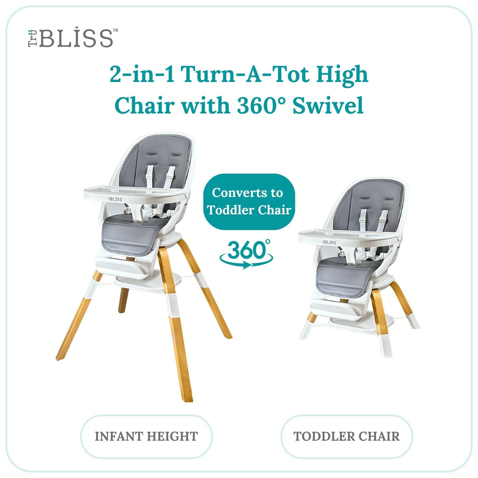 TruBliss® 2-in-1 Turn-A-Tot Highchair with 360° swivel