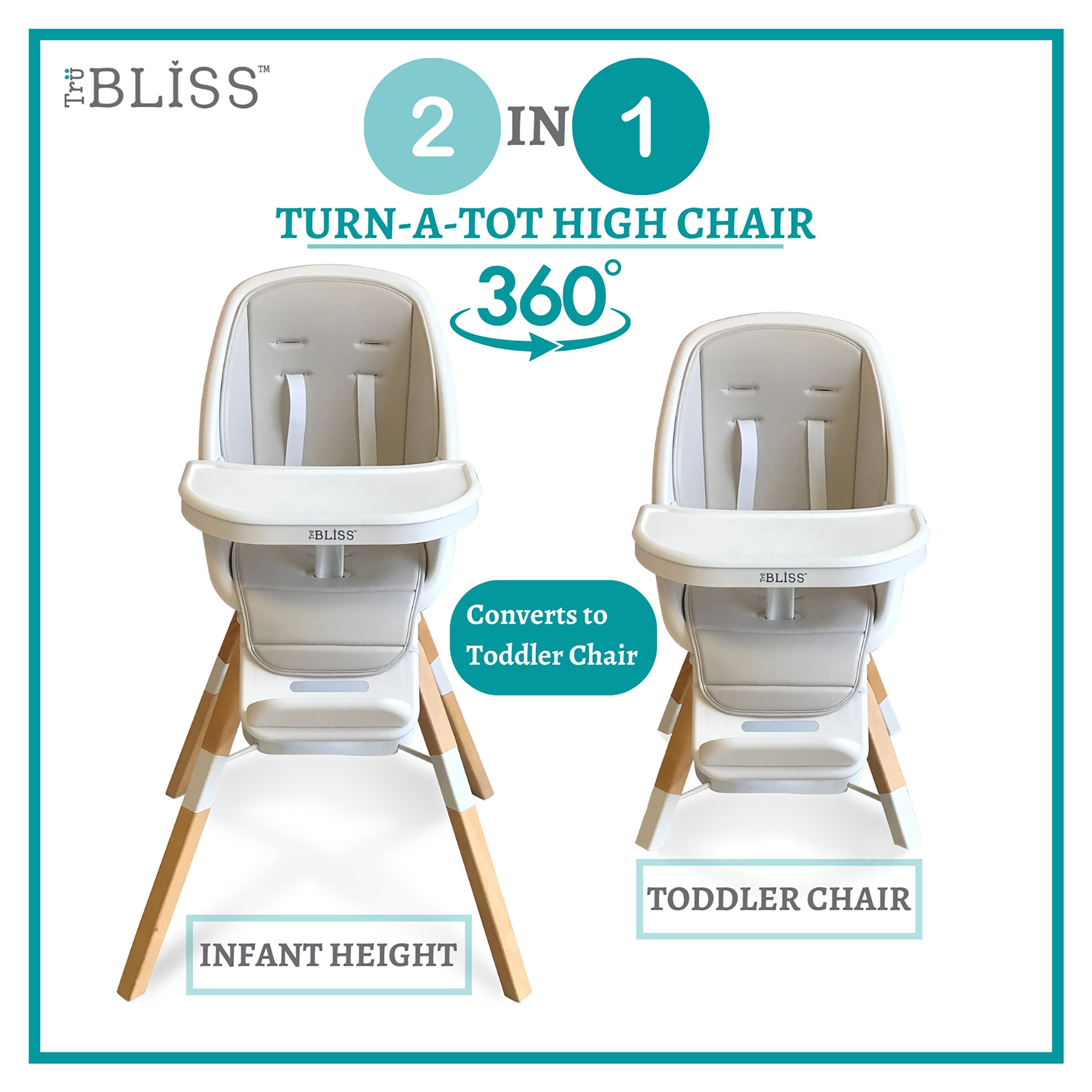 TruBliss® 2-in-1 Turn-A-Tot Highchair with 360° swivel