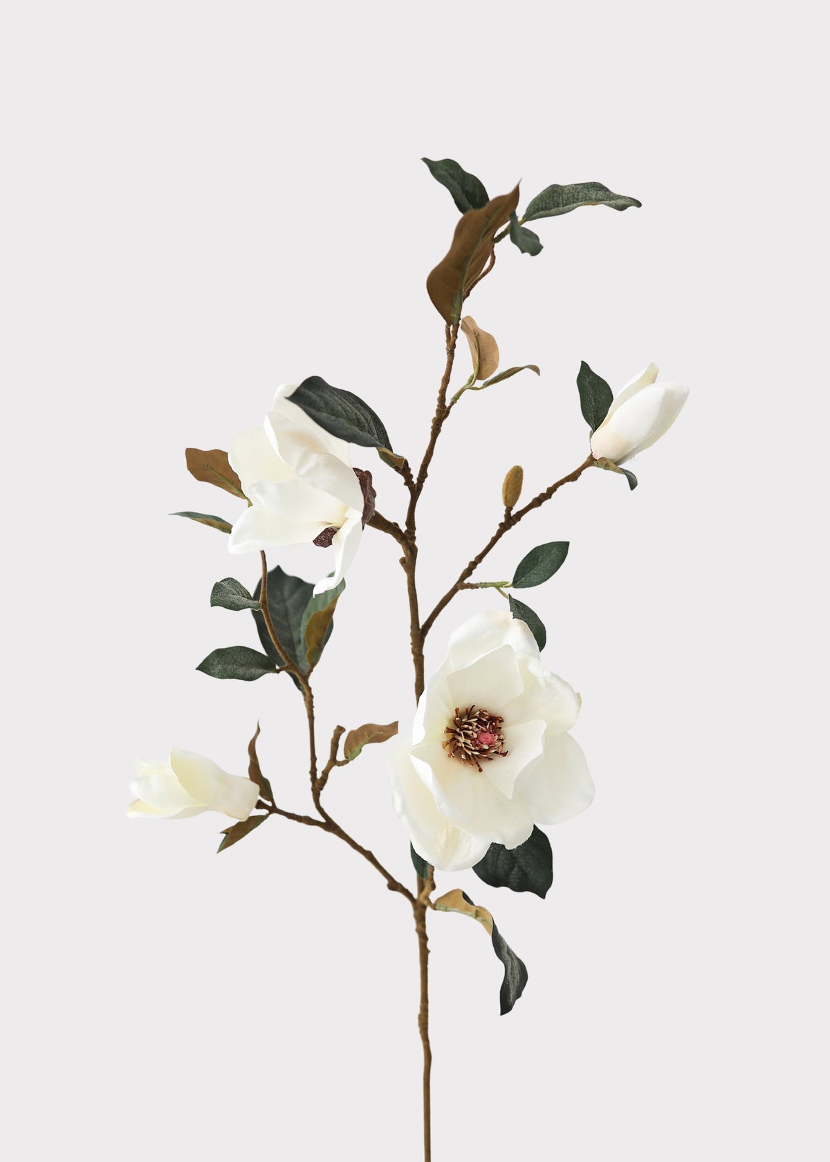 Cream Magnolia Fake Flower Branch - 35"