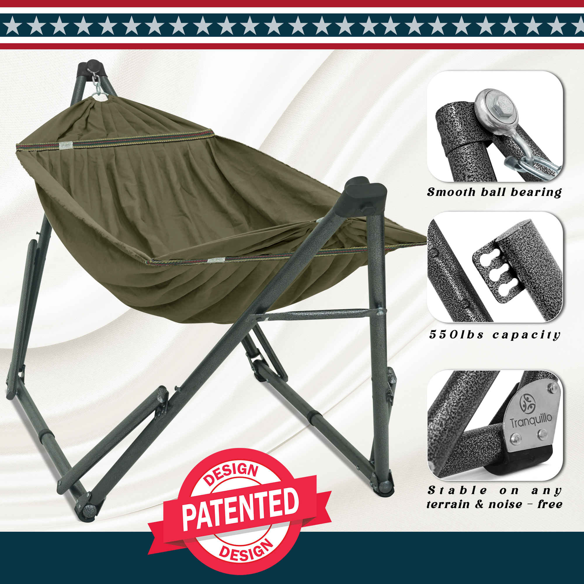 Tranquillo Uniki Canvas Hammock with Stand